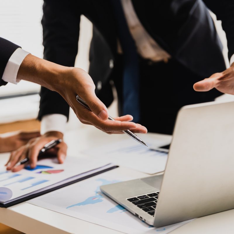 legal and businessman advisor, two business people talking, planning analyze investment